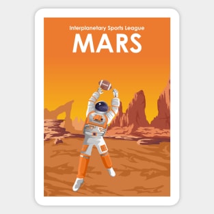 Mars Sports League Vintage Travel Poster Sticker